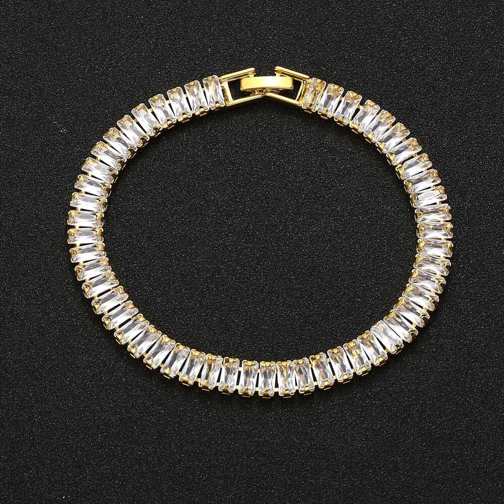 7mm T Cubic Men's Bracelet Hip Hop Alloy Full Zirconia Personality Accessory