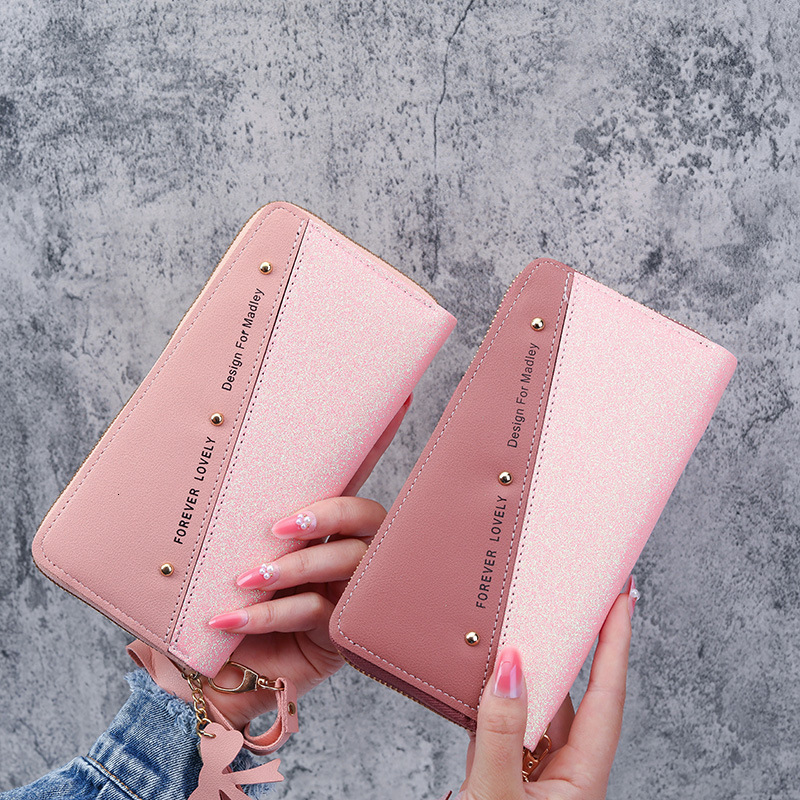 2025 New Luxury Bag Long Wallet For Women Zipper Wallet Korean Style Patchwork Color Block Tassel Versatile Card Holder Phone Bag
