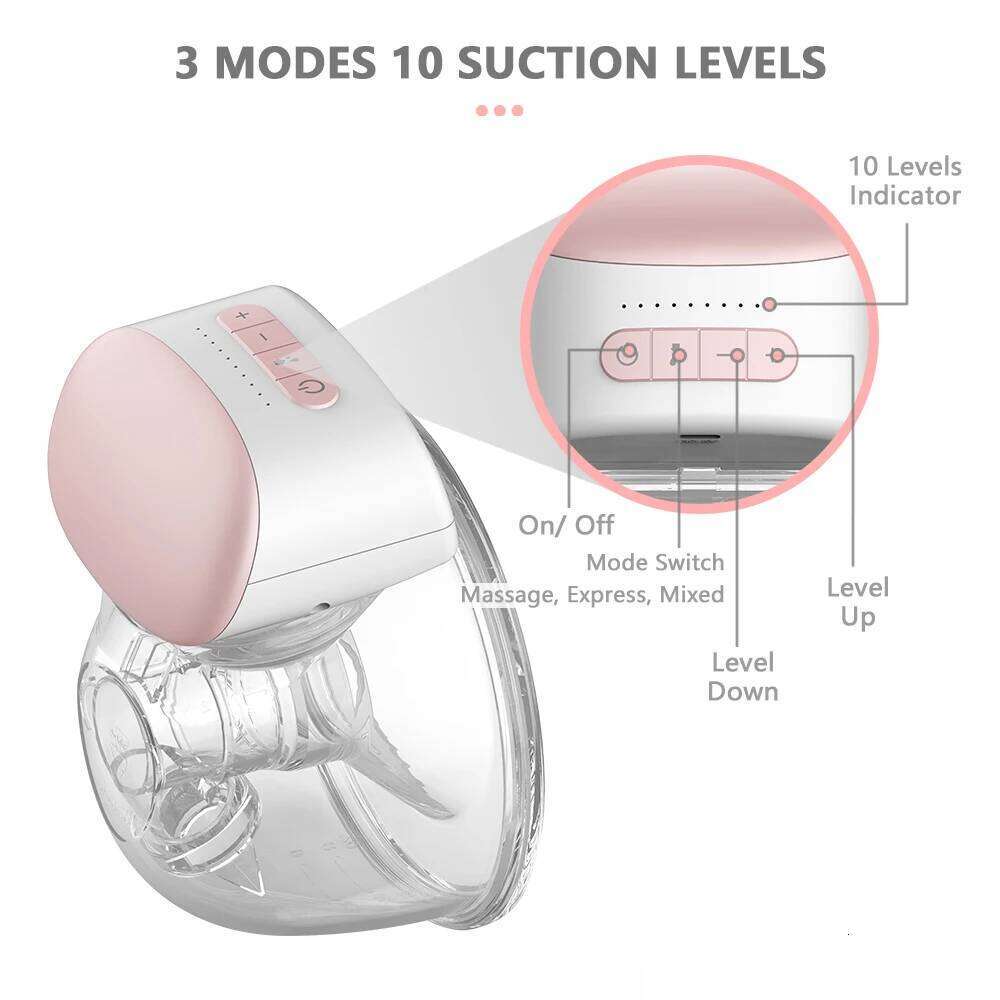 Homesen Breast Pump Hands Electric Single Portable Wearable Cup 8Oz/ 240Ml Bpa Free 3 Modes 10 Suction Levels Comf