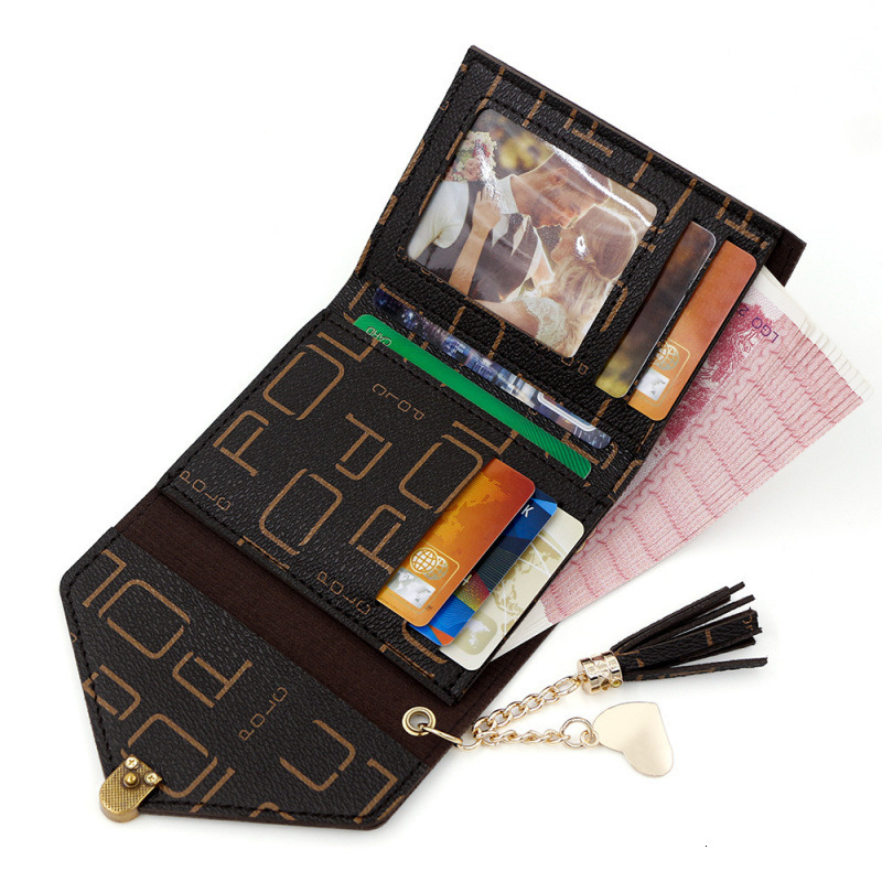 Trendy Letter Luxury Bag Tassel Women's Short Wallet Multi-card Slot Card Holder Small 70% Off ID Holder Women's Money Clip Women's Coi