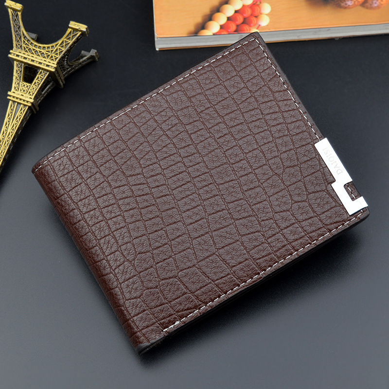 New Men's Wallet Short Style Luxury Designer Bag Bag Youth Korean Version Multi-card Slot Retro Crocodile Pattern Fashion Horizontal Soft Leather