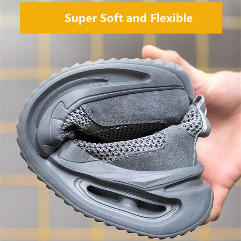 summer breathable work shoes with iron toe anti puncture security shoes work sneakers for men anti-slip Lightweight safety shoes 250805