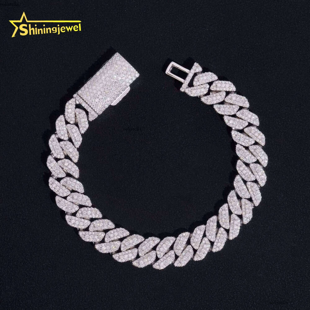 New Fashion Jewelry Hip Hop Style Iced Out Sterling Sier 10mm VVS Moissanite Cuban Link Bracelet