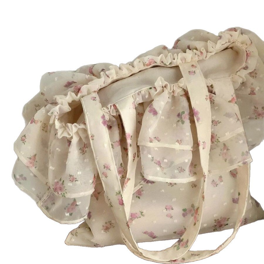 2025 New Korean Style Floral for Women, Fresh and Simple Commuter Backpack, Versatile Large Capacity Canvas Double Shoulder Bag ddmymoon