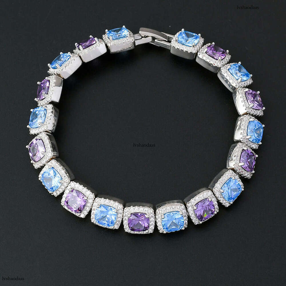 10mm Square Colorful Blue Purple Moissanite chain Hip Hop Necklace for Men BlingChain