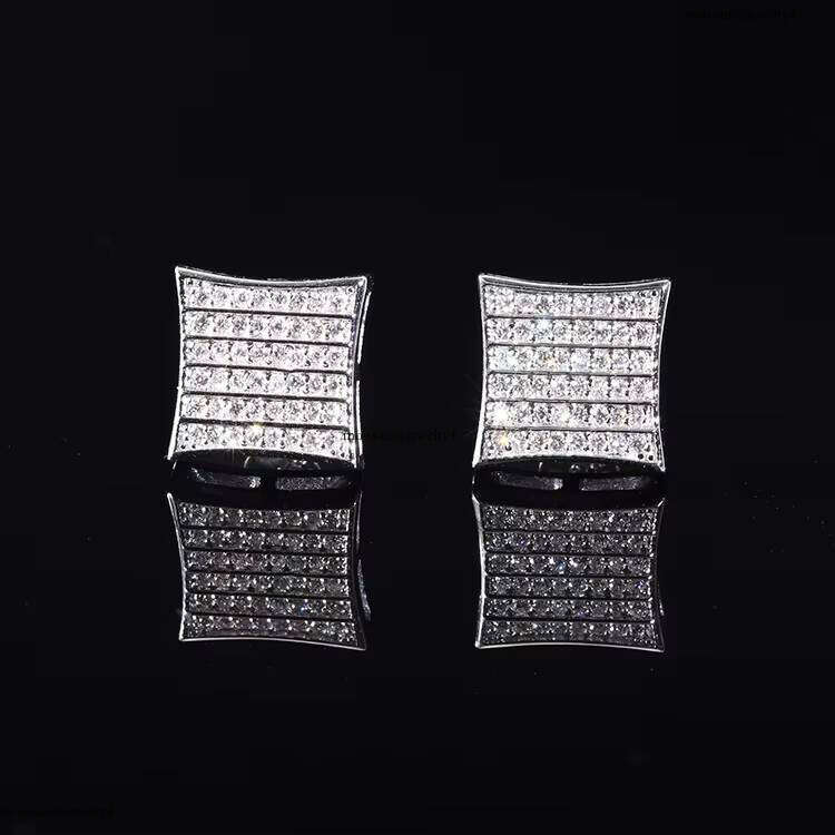 RTS Stud Earrings Round Shine Dia VVS Moissanite Gold Plated Solid Sier Earring for Men Jewelry