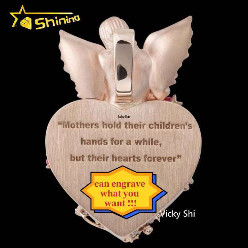 Sterling Sier Iced Out Heart Shape Photo Pendant Custom Hip Hop Men Women Memory Moissanite Pendants