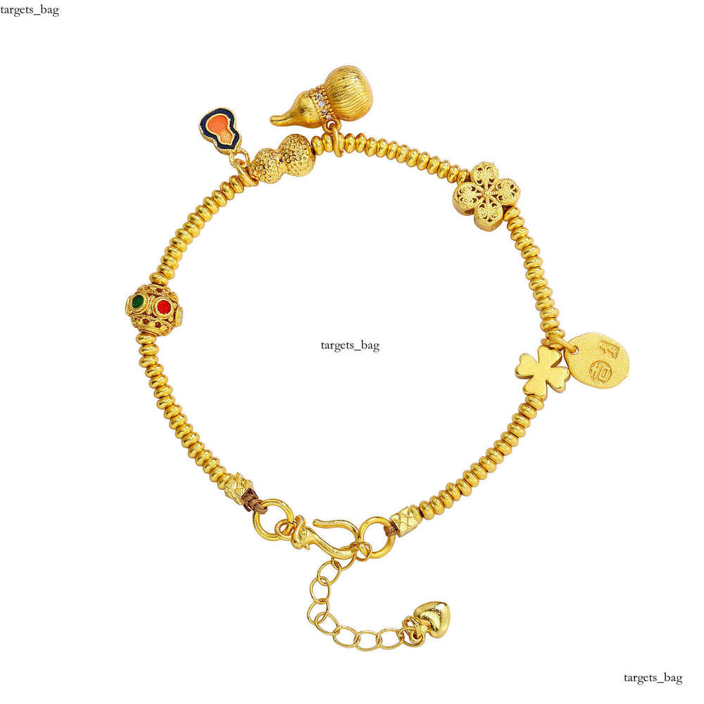 Enamel Colorful Ethnic Lucky Pattern Gold-Plated High-End National Trend Fortune Character Bracelet