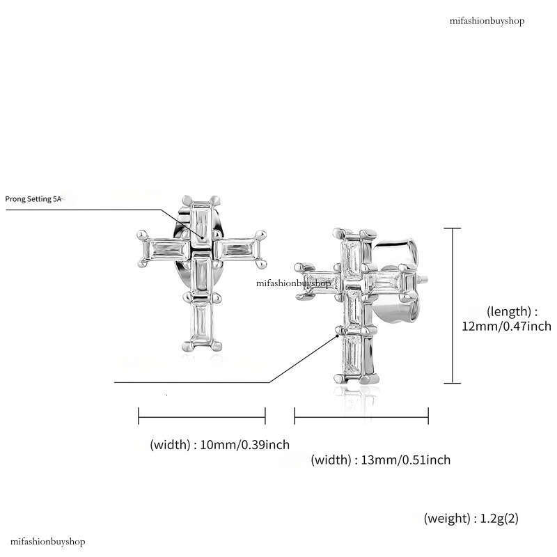 Exquisite INS Style Live Broadcast Sier Needle Heart Niche Design Cross Earrings Jewelry