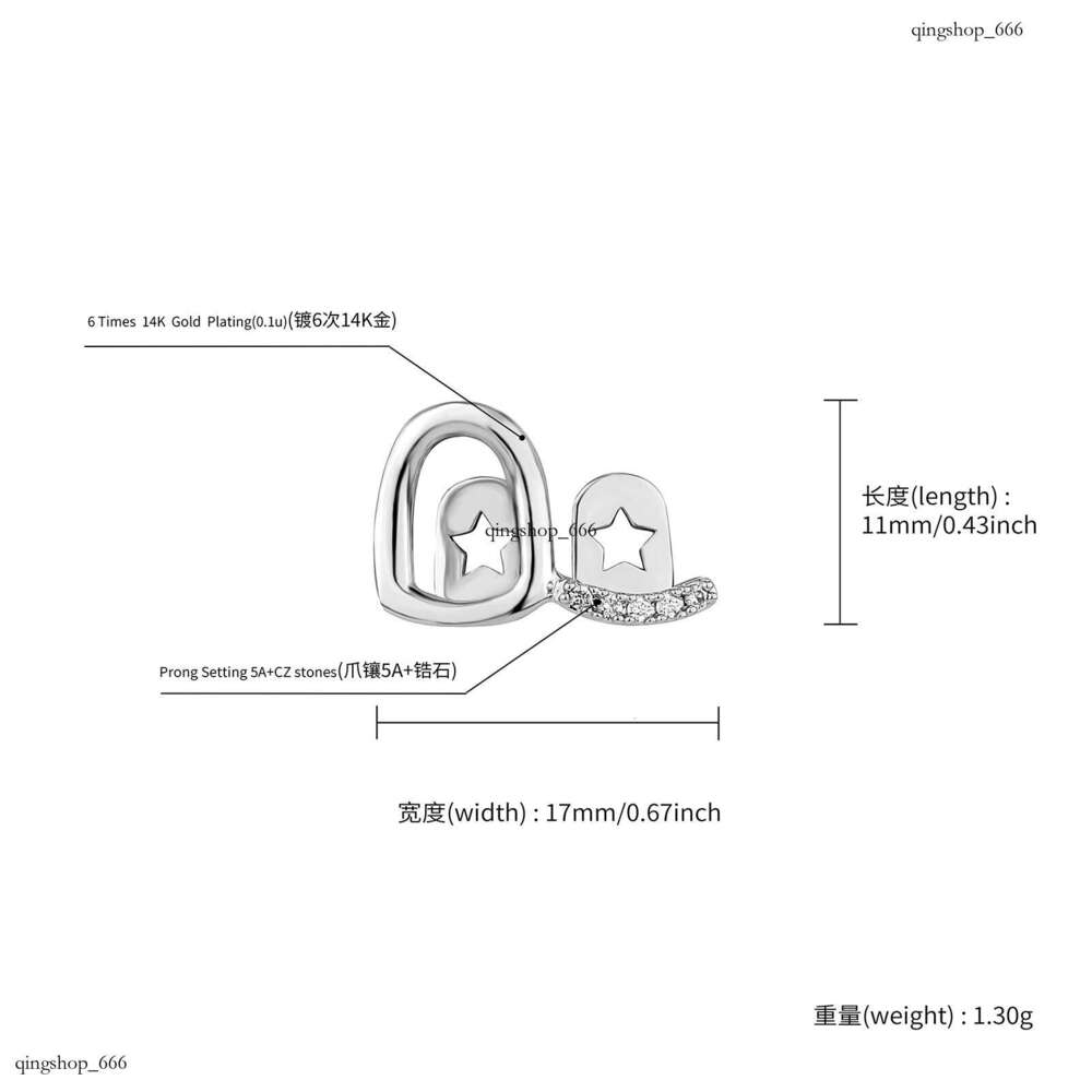 Zircon Hollow Double Inlay Set Daily Street Cool Dia-Encrusted Teeth Hip-Hop Versatile Gold Accessories
