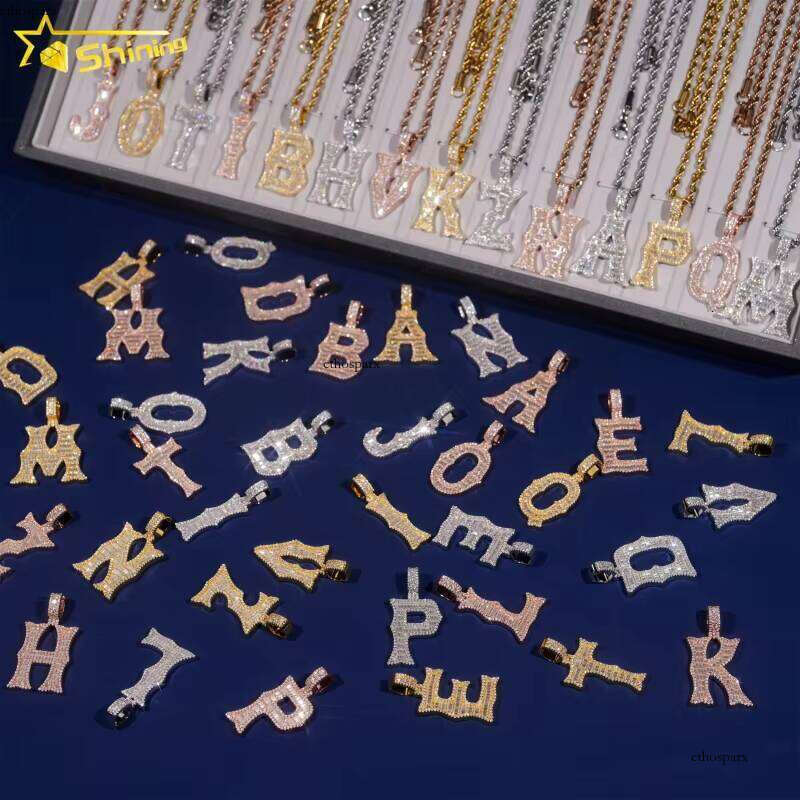 Hot Selling Pass Tester Hip Hop Pendants Sterling Sier a to Z Baguette Moissanite Dia Letter Pendant