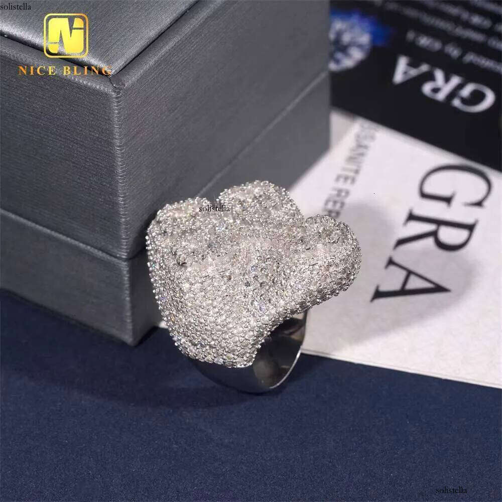 New Arrival Hip Hop Jewelry Fashion Sier Dia Men Iced Out Cross Moissanite Engagement Ring