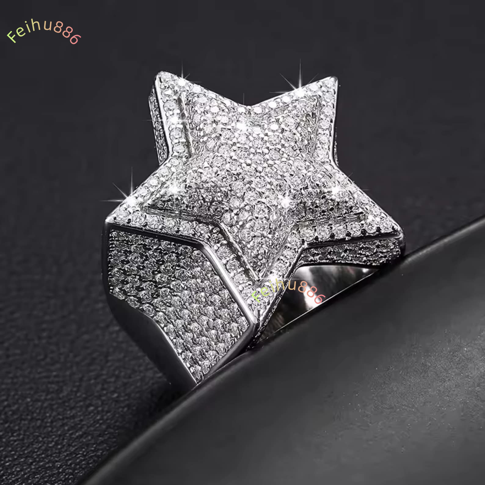 Hot Selling VVS Moissanite 925 Sterling Silver White Gold Plated Engagement Ring Wedding Gift Men Women Diamond Test Passes