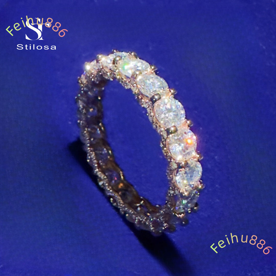 Fashion Jewelry Customized 925 Silver Paired 18K Gold Plated High Quality Cuban Iced Out Ring Moissanite Ring