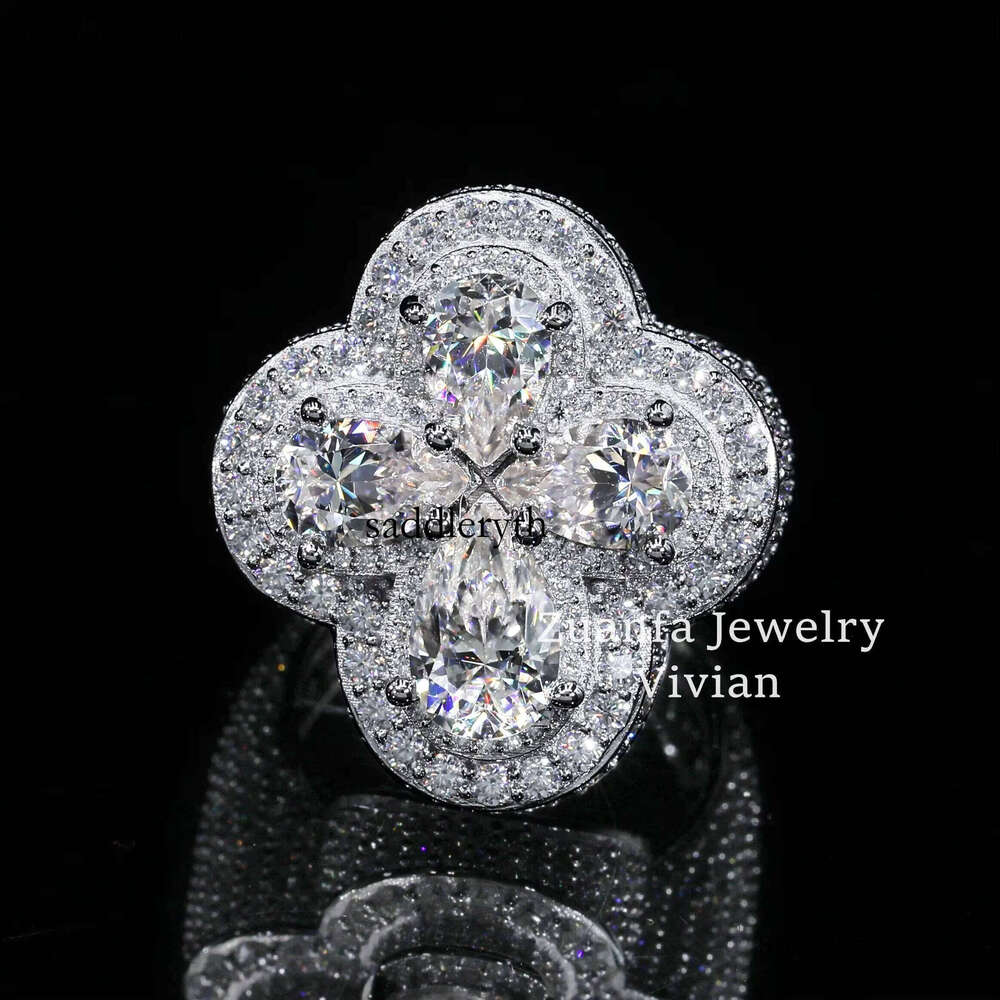 Fashion Men Gold Plated Hip Hop Jewelry Sterling Sier Iced Out Vvs Moissanite Dia Ring 71 4c