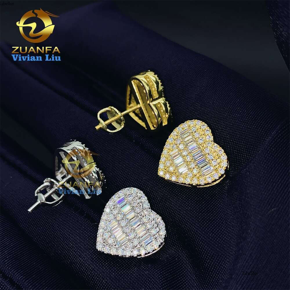 Wholesale Price Fine Jewelry Men High Quality Custom Vvs Moissanite Dia Sterg Sier Stud Earrings