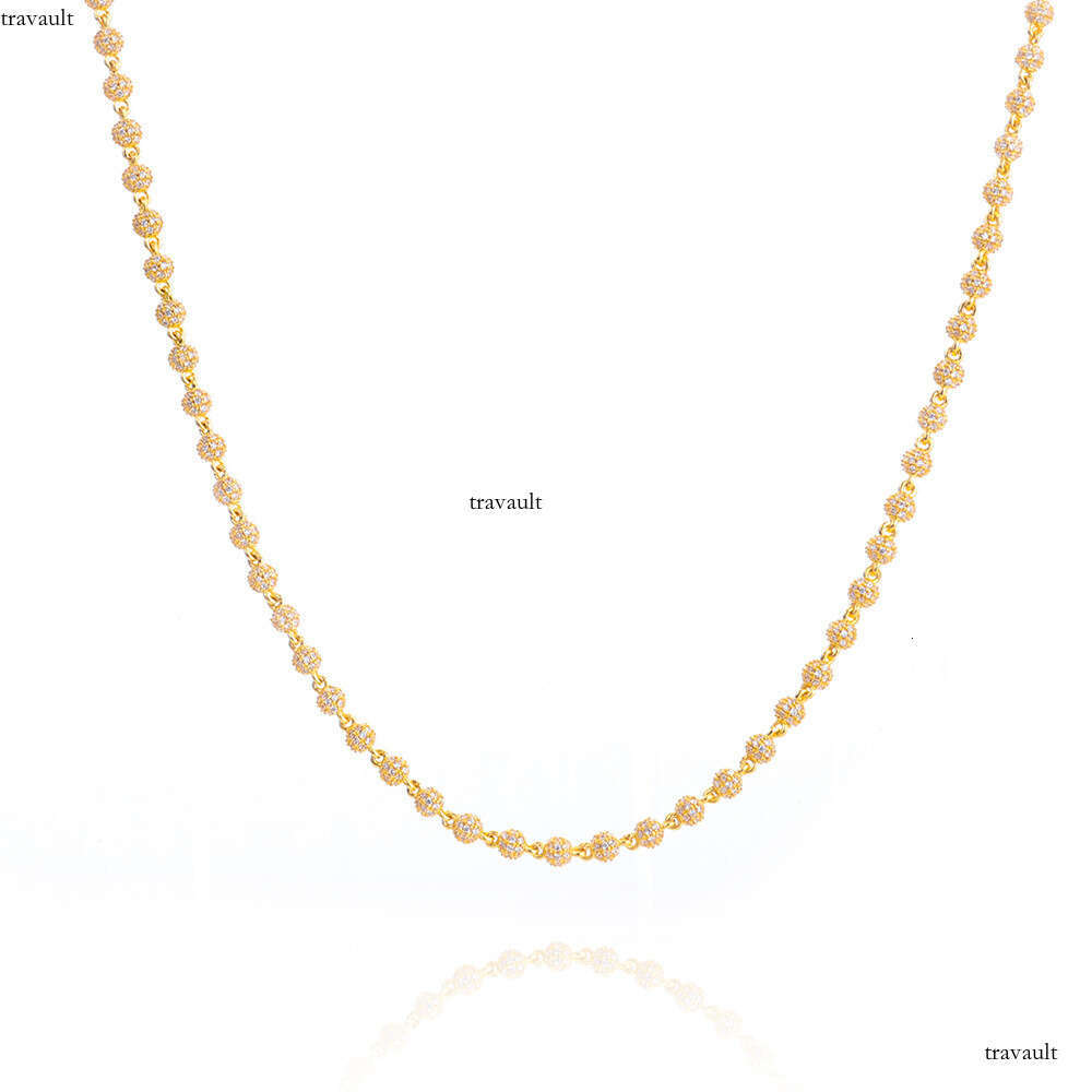 Hip Hop 4mmIced Out VVS Moissanite High-End Men's Necklace Full Dia Round Bead Chain