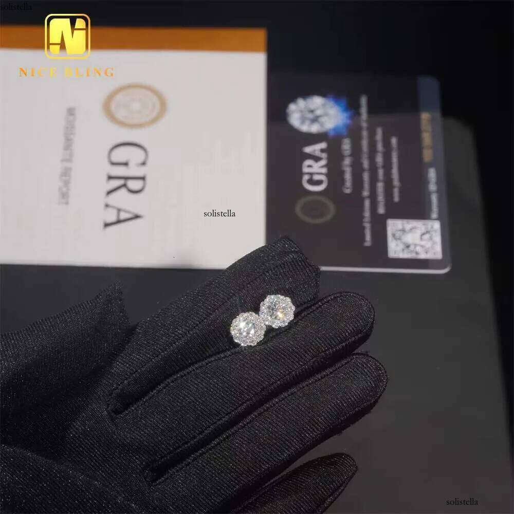New Arrival Hip Hop Design VVS Dia Sterling Sier Cluster Moissanite Stud Earrings