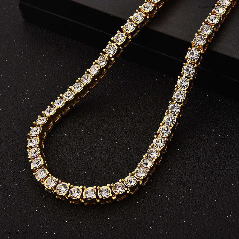 Trendy Hip-Hop Chain Full Rhinestone Single Row Necklace HipHop