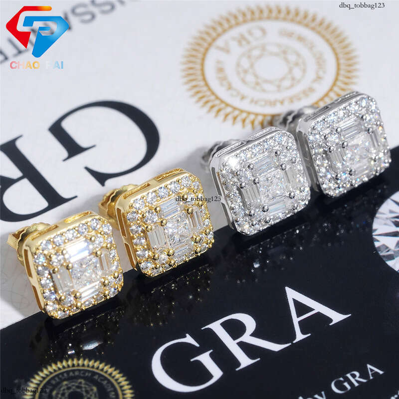 ICED OUT Earrings Moissanite Irregular Inlay Sier Real Gold Plating