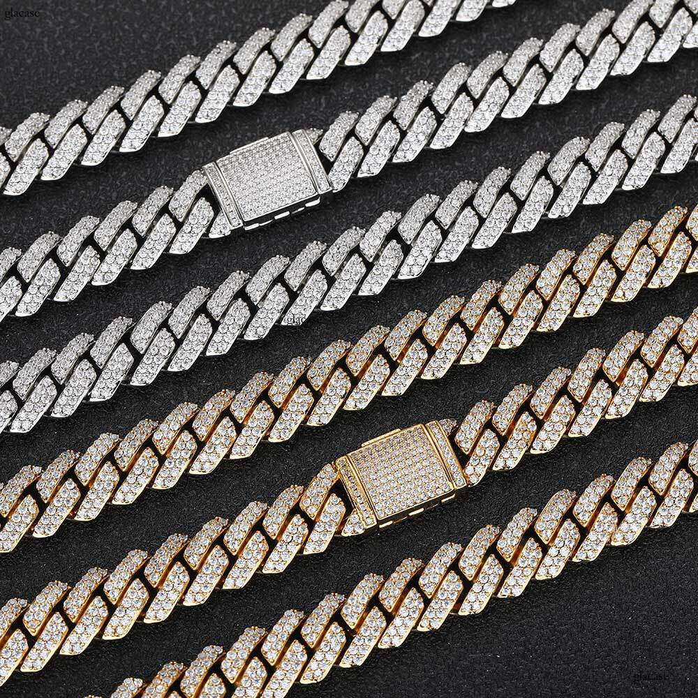 Moissanite chain 10mm Flip Clasp Full Dia Rhombus Cuban Chain Hip Hop Jewelry Men's Necklace