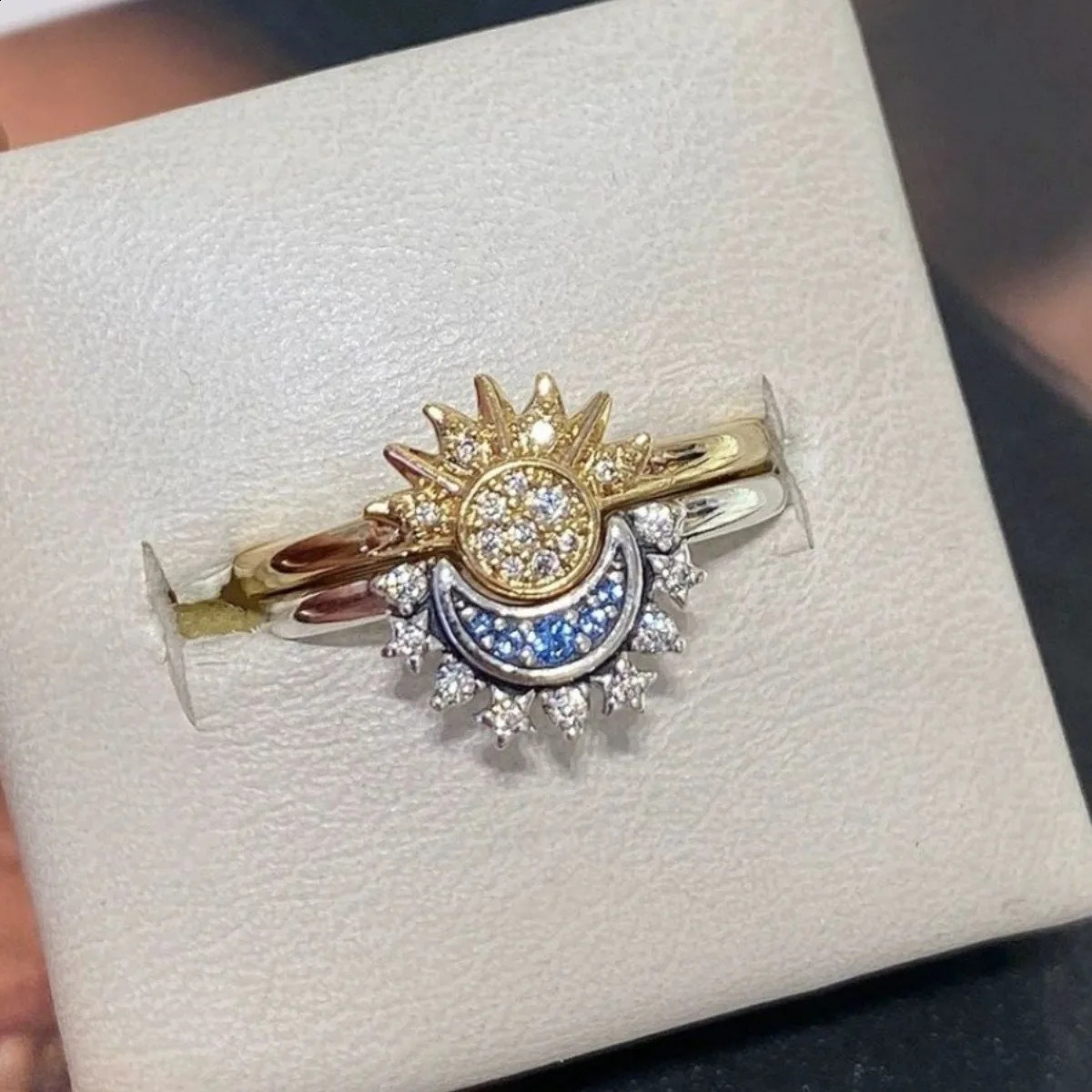 Personality simple n sun and moon with the same light stacked rings couple rings 250805