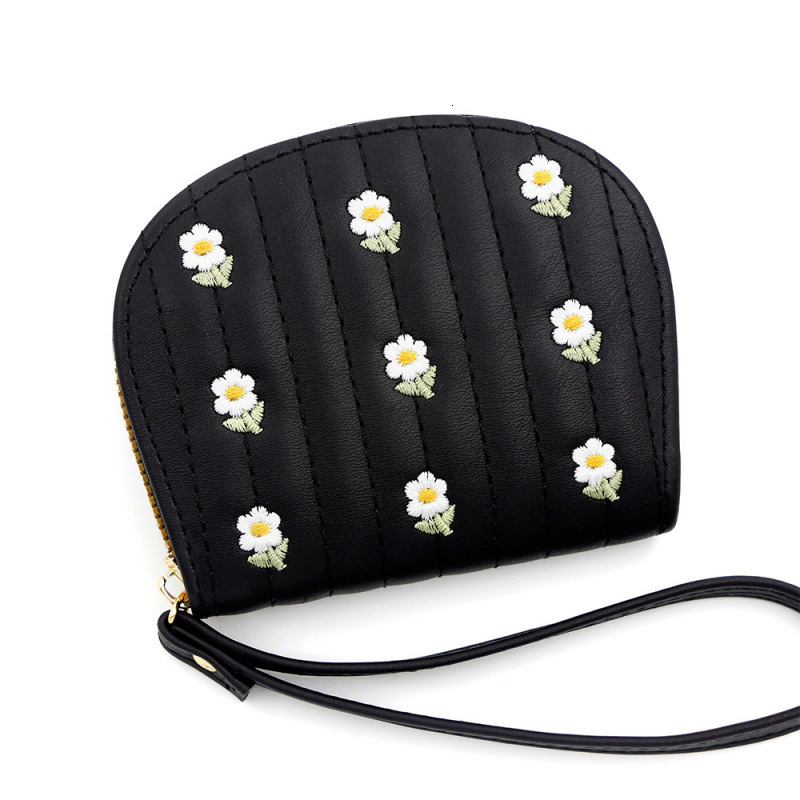 Luxury Bag Short Floral Embroidery Shell-shaped Large Capacity Handheld Organ Girl Card Holder