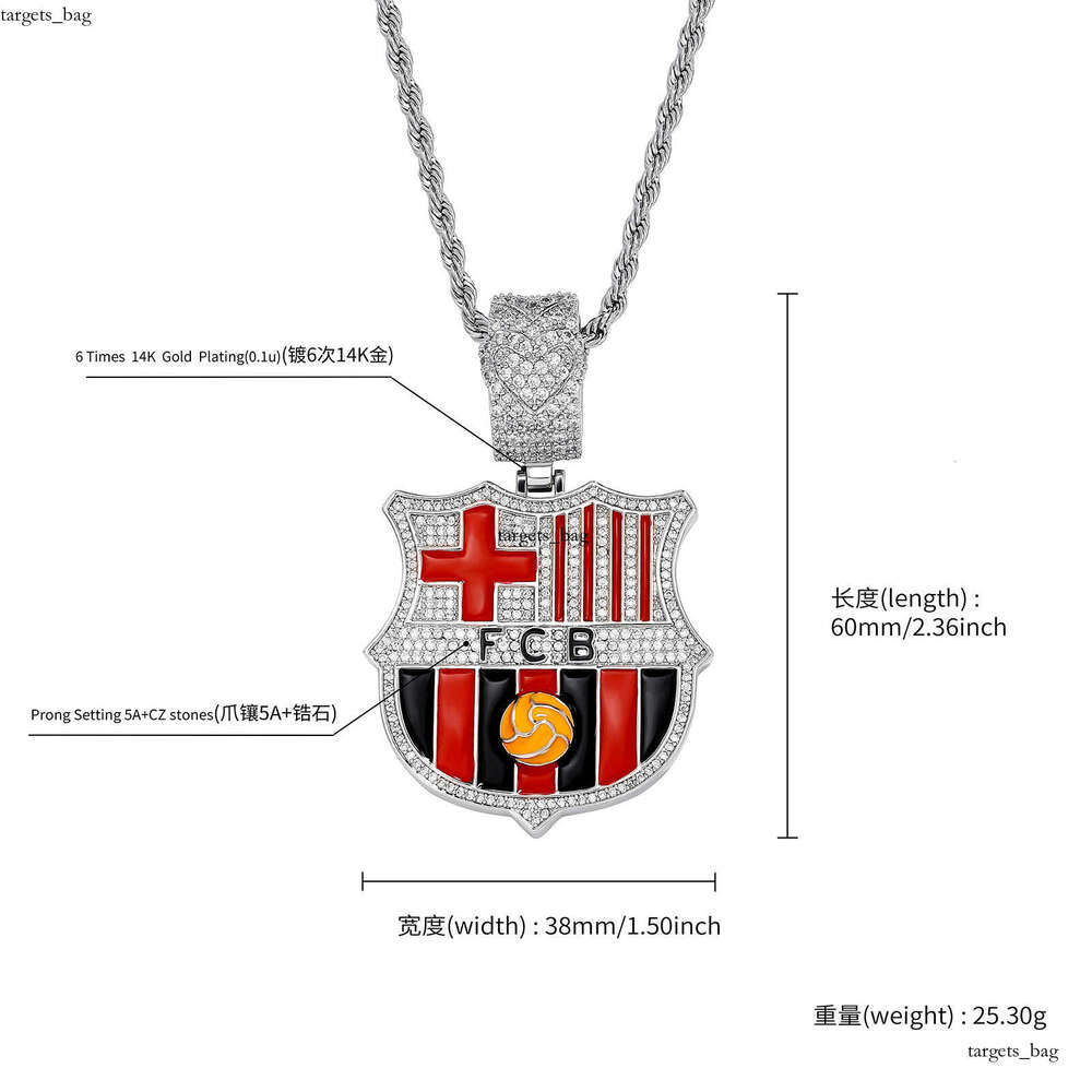 INS Hip-Hop Football Badge Pendant Colorful Enamel Fan Commemorative Necklace