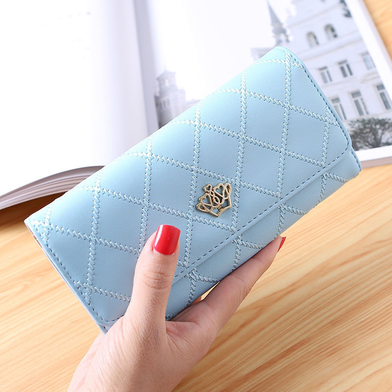 2025 New PU Women's Wallet Long Style 70% Off Korean Version Luxury Bag Clutch Bag Buckle Quilted Multi-card Slot Leather Wallet