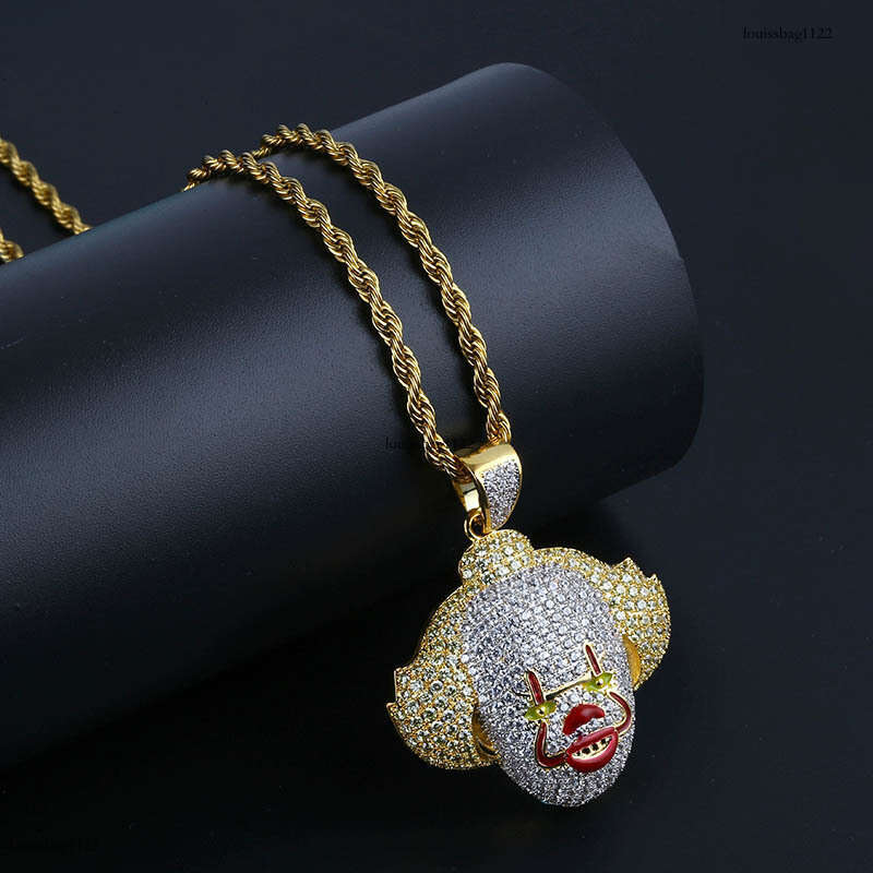 Hip Hop COS Classic Clown Fun Pendant Full Moissanite chain Inlay Unisex Trendy Accessories