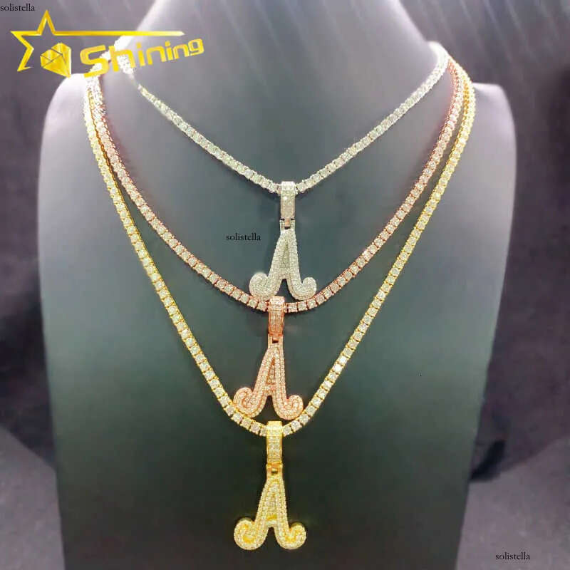 Hip Hop Jewelry Dia Charms Sterling Sier Iced Out Gold Plated Moissanite Letter Pendant Men Gifts