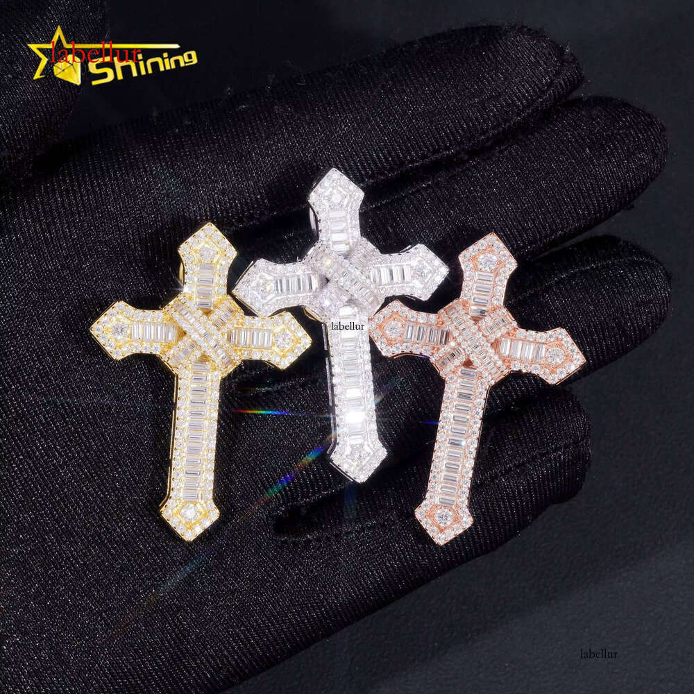 Pass Dia Tester New Design Top Quality Moissanite Hip Hop Jewelry Sterling Sier Cross Pendant