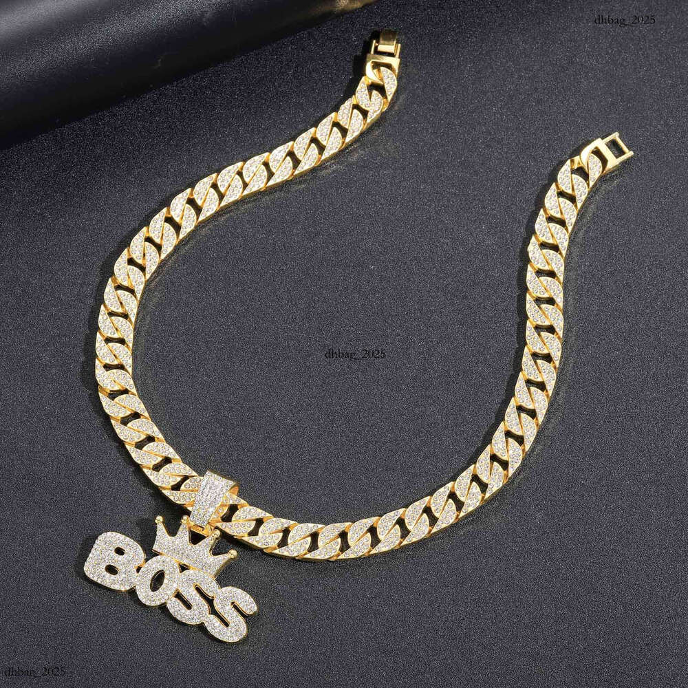 Necklace Alloy Letter Inlaid Dia Pendant Nightclub Personality Men's Hip Hop