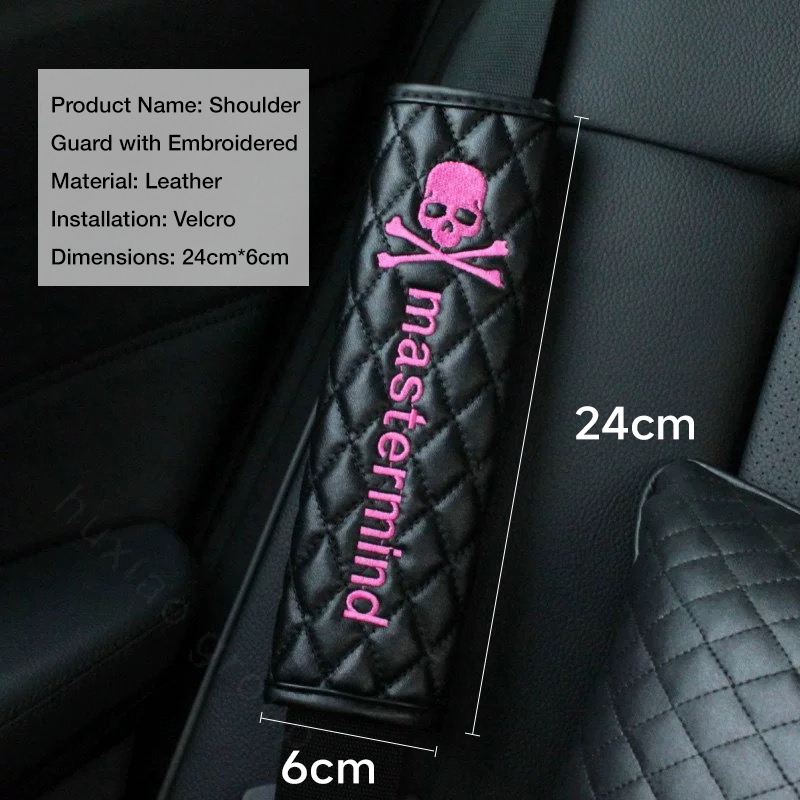 Car-mounted seat belt protection cover with skull-shaped shoulder guard