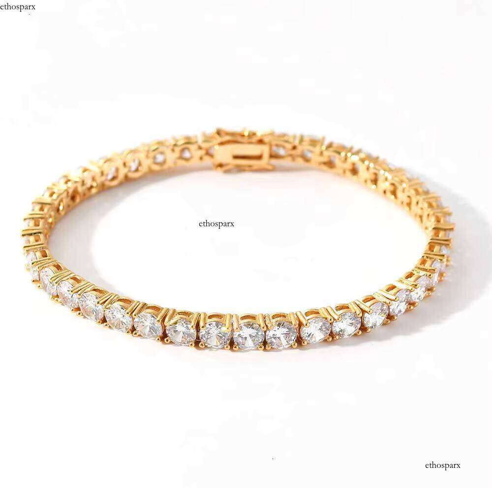 NUOYA Pass Tester Silicon Stone Iced Round Brilliant Cut Sier Tennis Chain Necklace Women's Jewelry