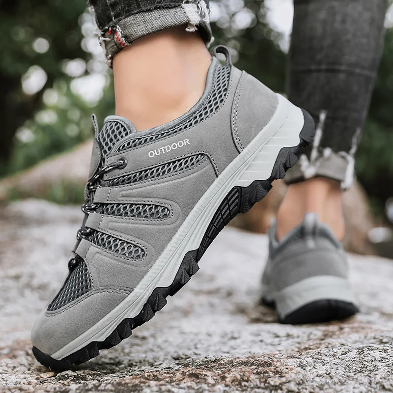 2025 Summer Hiking Shoes Men Plus Size 48 Breathable Mesh Mountaineering Sneakers For Men Outdoor Non-Slip Trekking Shoes Men 250805