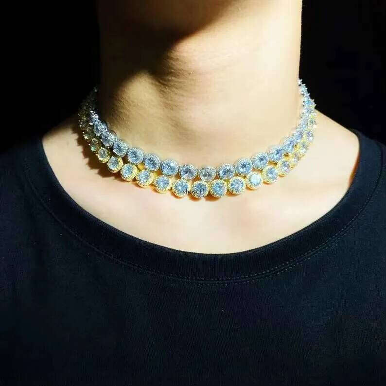 Master Rocks Jewelry Sterling Sier Iced Out 8mm VVS Moissanite Tennis Chain Necklace