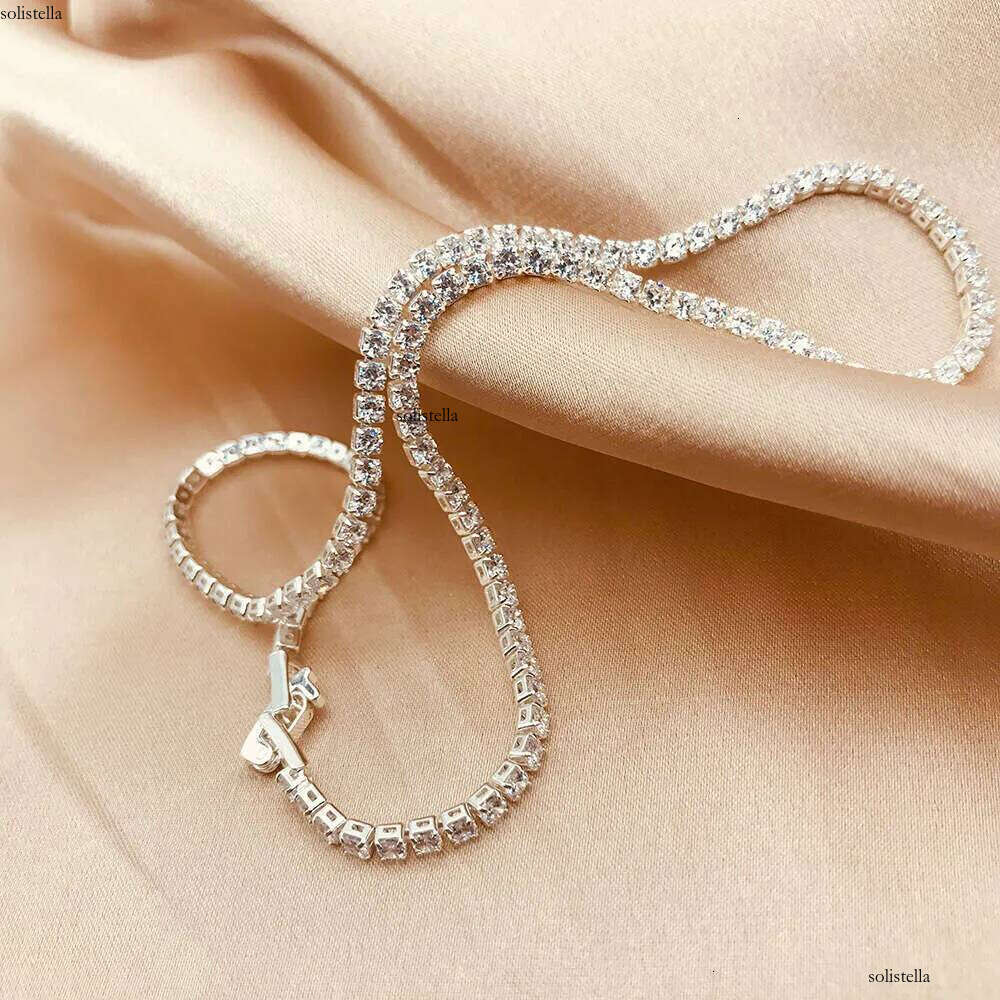 Tennis 2022 3mm Cubic Zircon buckle Necklace chocker gold plated clavicle chain necklace