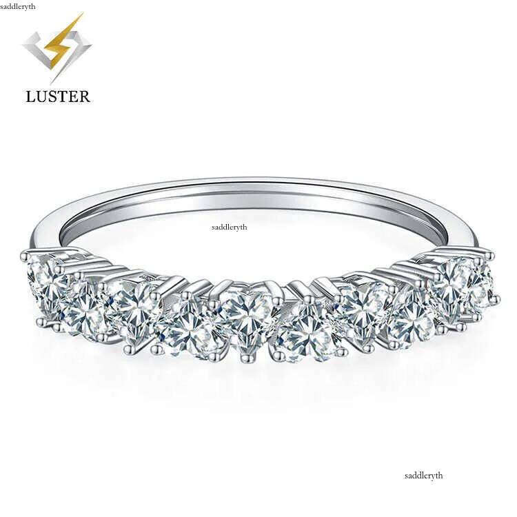 Shiny Jewelry D VVS1 Heart Brilliant Cut Dia Band Wedding Moissanite Sier Ring 73 86