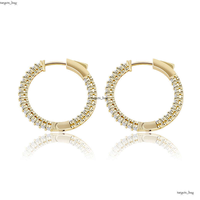Round Women's with Zircon Inlay Real Gold Plated Shiny Earrings