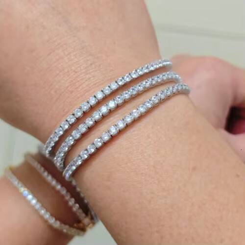 Custom Bracelet 3mm 4mm 5mm Hip Hop Jewelry Bling Crystal Zircon Diamond Tennis Bracelets
