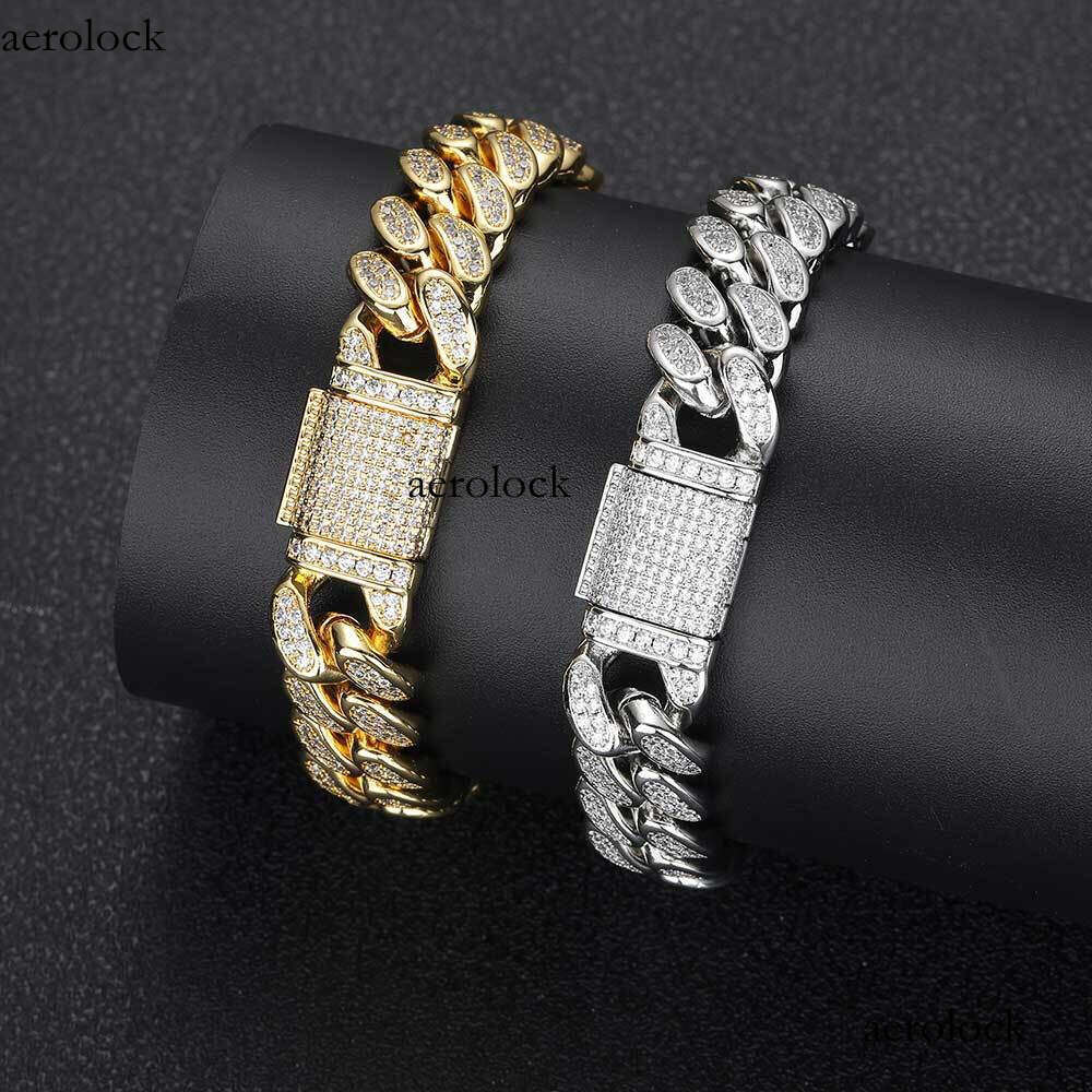 Hip Hop Moissanite chain Necklace 12mm Flip Clasp Double Row Full Dia Cuban Chain Trendy Brand Personality Men's Bracelet