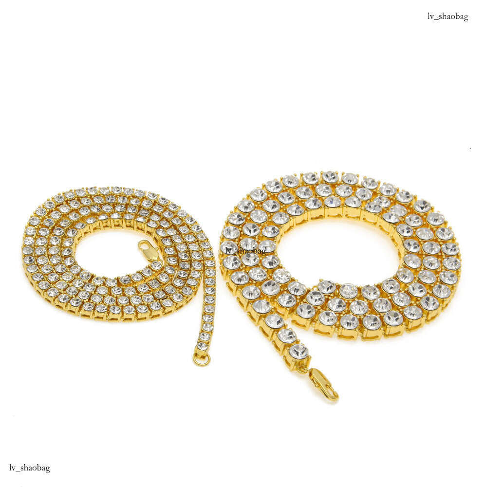 Simple Men's Alloy Necklace Hip-Hop Fashion Inlaid with Rhinestones Single Row Tennis Chain Set