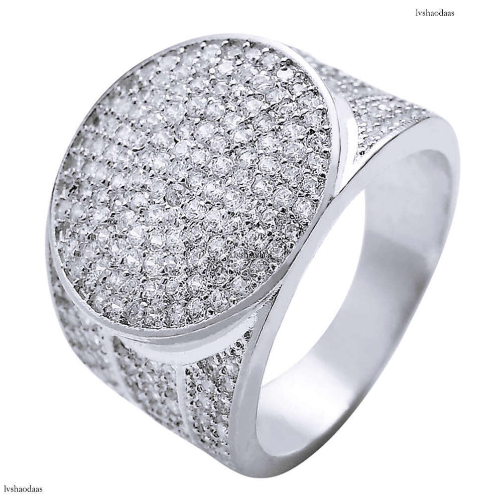 Real Plated Micro Paved Zircon Hip Hop Men's Personality Gold Ring