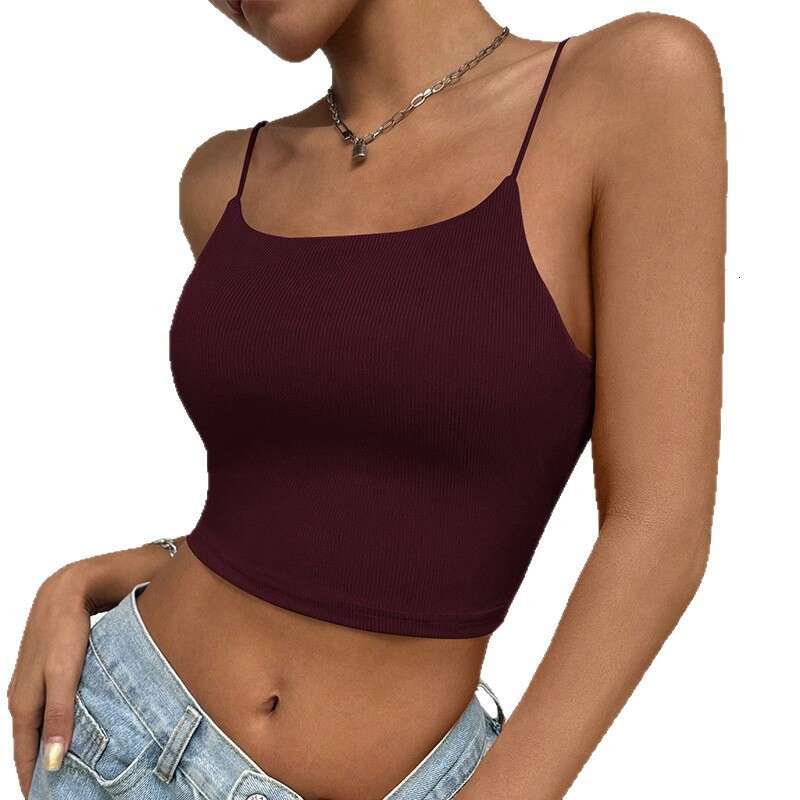 Summer New Hot Girl Women's Clothing with Chest Pads Hollow Out autiful Back Camisole Short Vest