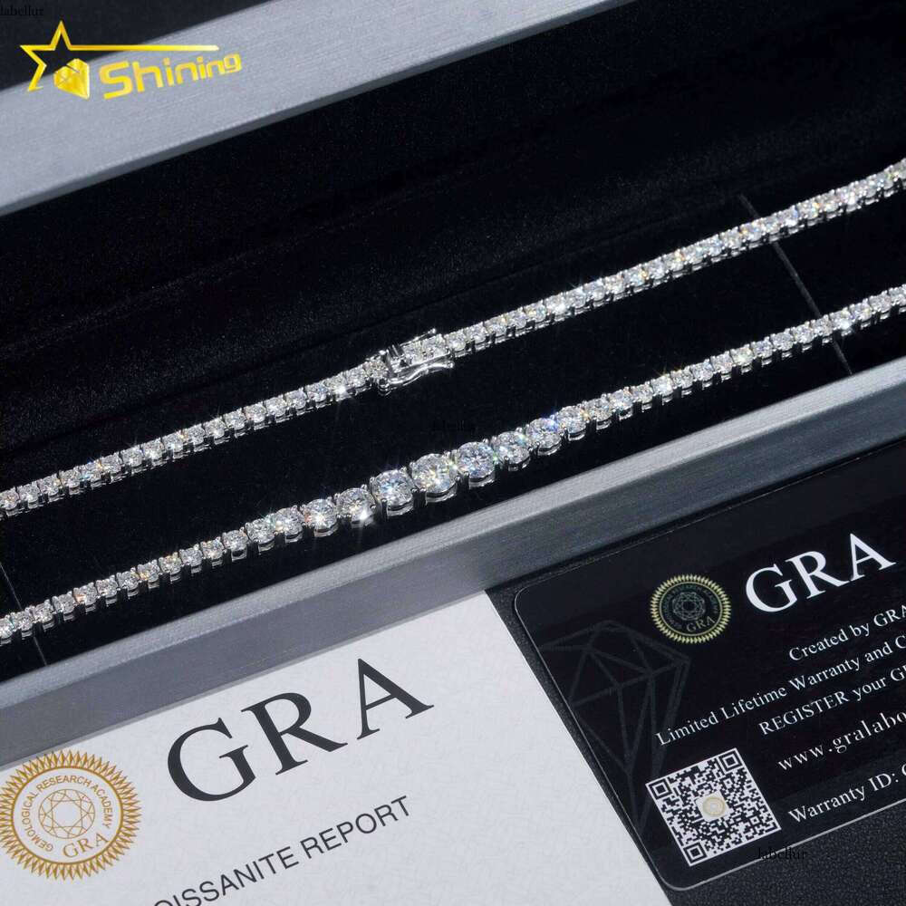 New Arrivals Fashion GRA Certificate Various Size Moissanite Dia Sier Tennis Chain Necklace Women