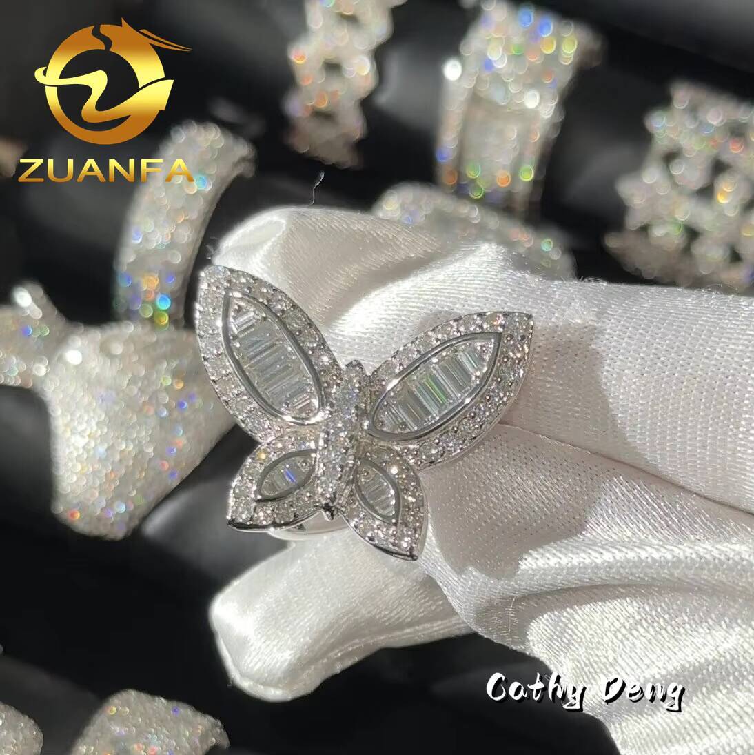 Ready to Ship Iced Out Jewelry Moissanite Hip Hop Ring 925 Sterling Silver Men Diamond Ring Pass Diamond Tester