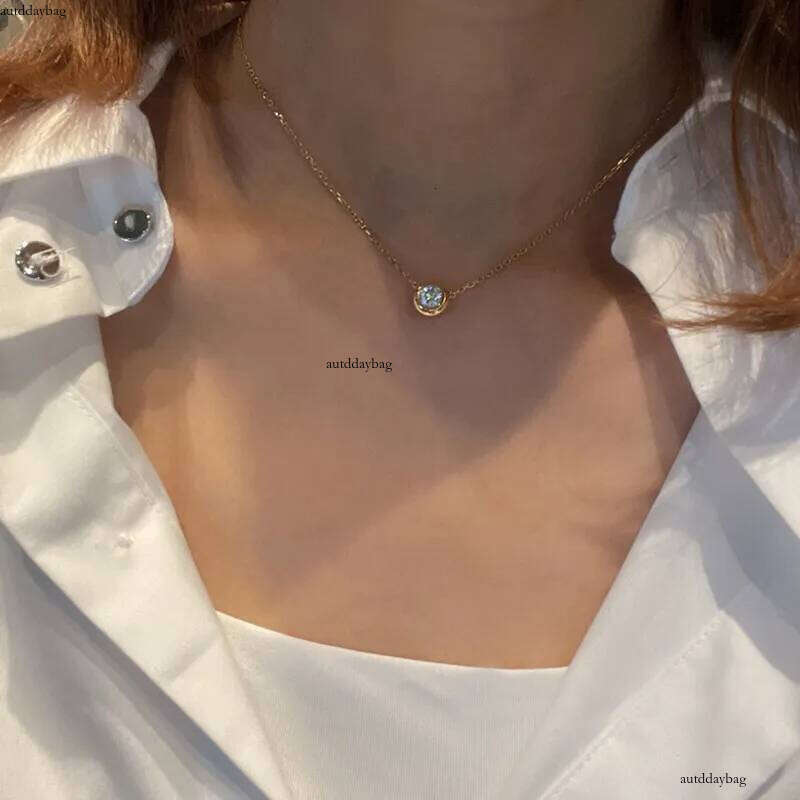 Simple Fashion Solitaire Pendant Women Jewelry Sterling Sier Rose Gold Plated 5A Cubic Zircon Emerald Ruby Party Girl Wedding Clavicle Necklace Gift