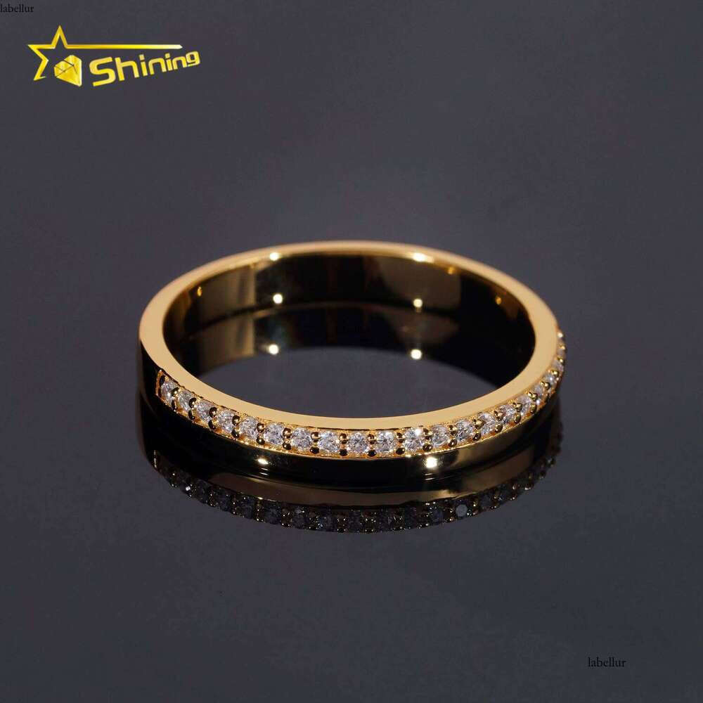 fashion Jewelry Gold Plated Female Sterling Silver Half Eternity Band Moissanite Ring