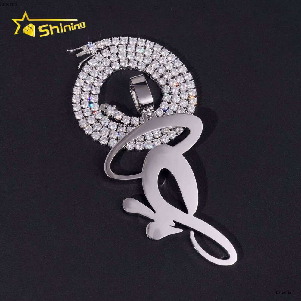 Fine Jewelry Hip Hop Custom Made Fancy Shape High Quality Solid Plain Sier Pendant for Tennis Chain